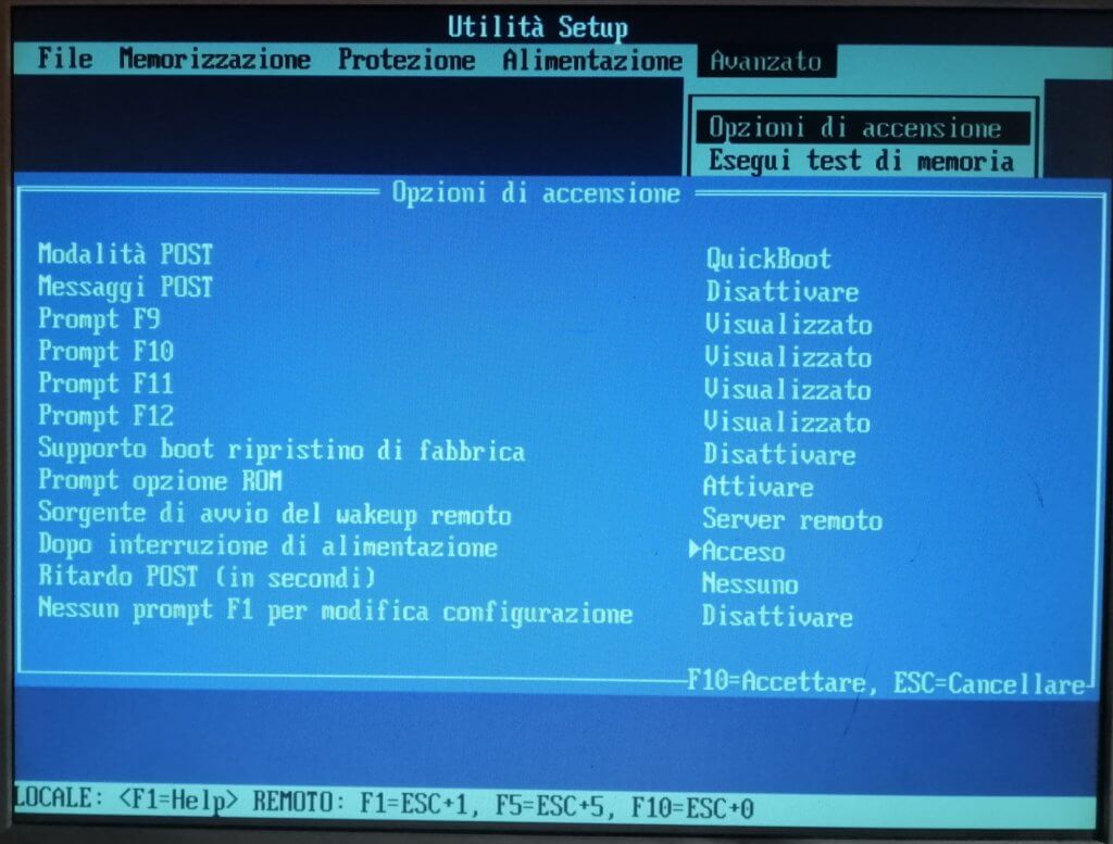 Accensione automatica PC dopo backout bios_hp_server_linux